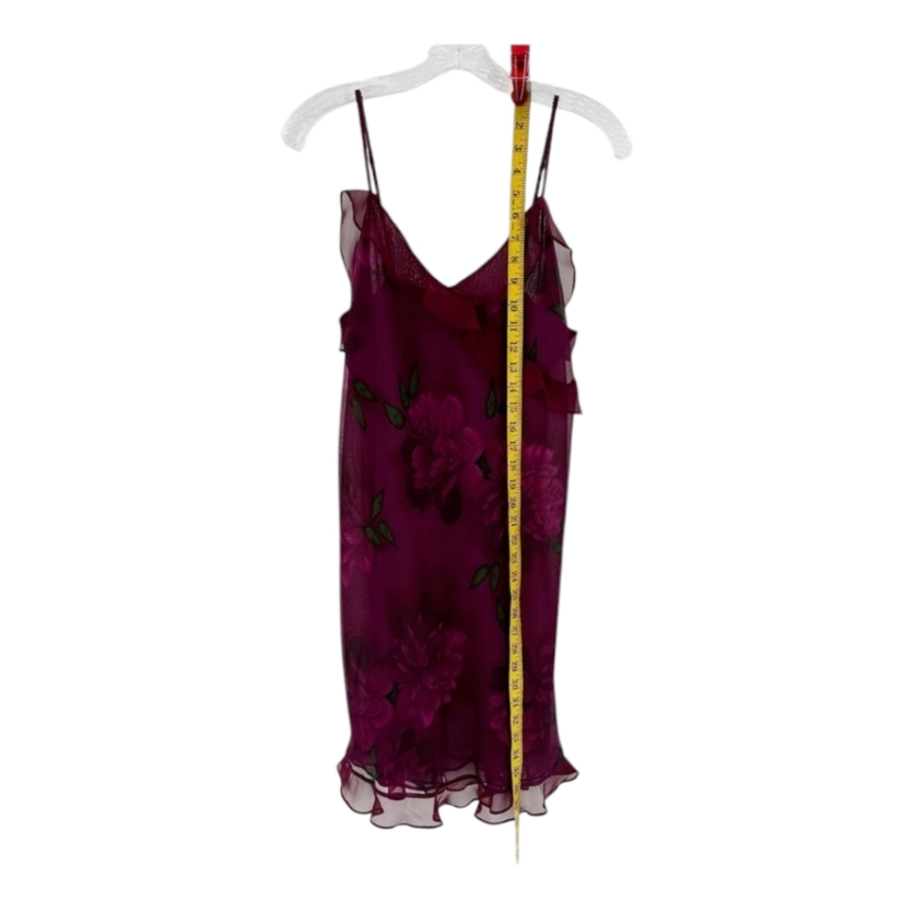 😍Valerie Stevens! Plum Floral Adjustable Straps V-Neck Sheer Chiffon Nightgown - Picture 3 of 4